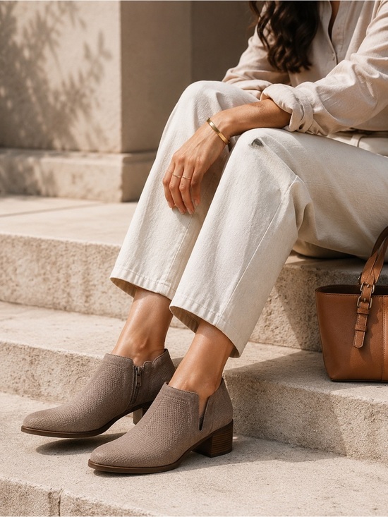 Lucky Brand Shoes - 🤠 Lucky Brand Ponic Suede Western Ankle Booties - Titanium Grey (Size 6.5, NIB)